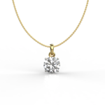 Avarta Sterling Silver 1 Carat Solitaire Pendant With Chain in Gold Polish